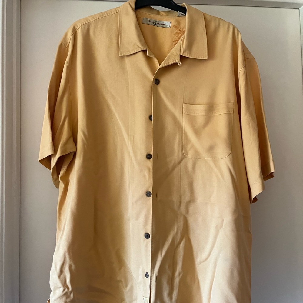 Tommy bahama 100% silk plain orange shirt size L